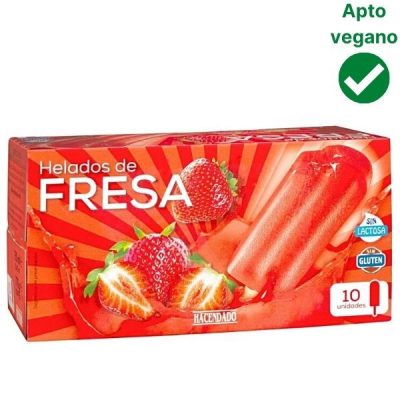 Helado de hielo de fresa Mercadona vegano sin lactosa