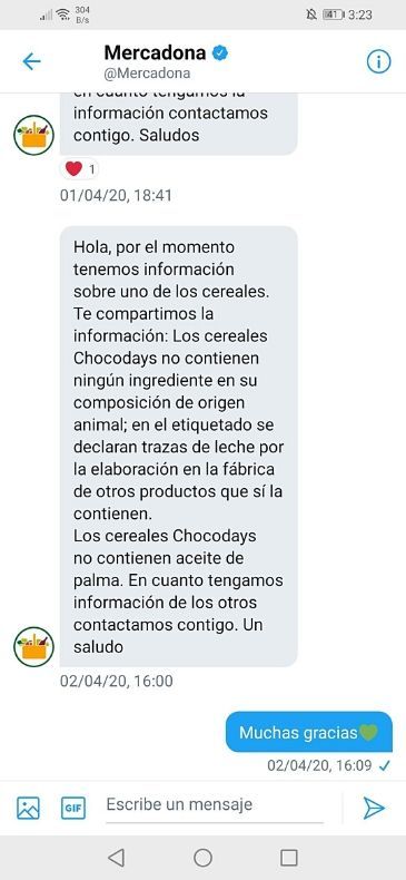 Cereales veganos Mercadona