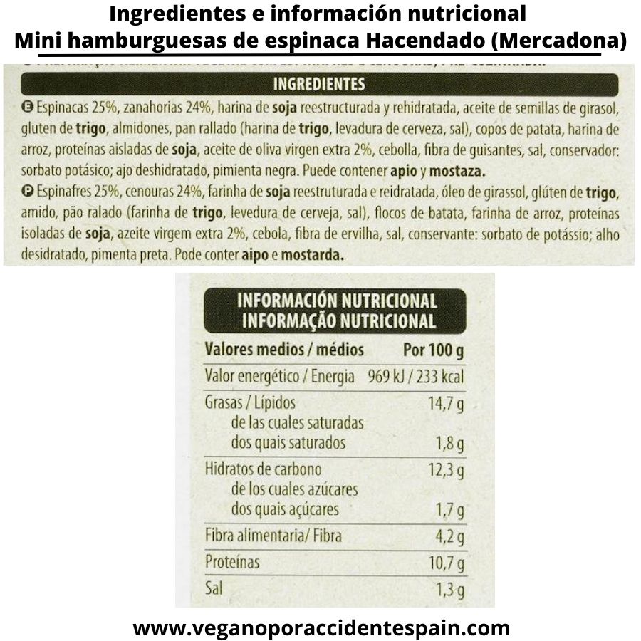 Mini hamburguesas de espinacas y zanahoria Mercadona - Hacendado - Imagen 2