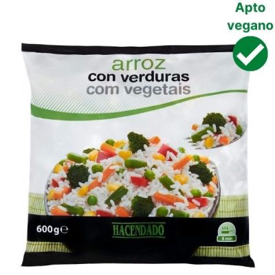 Arroz con verduras congelado Mercadona vegano