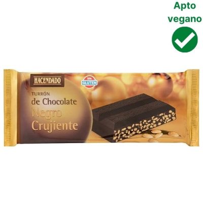 Turrón de chocolate negro crujiente Mercadona vegano