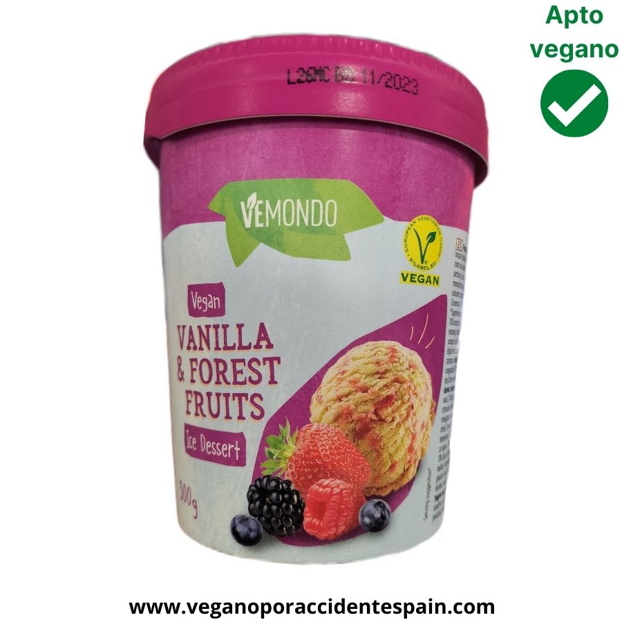 Helado de vainilla y frutas del bosque Vemondo Lidl vegano