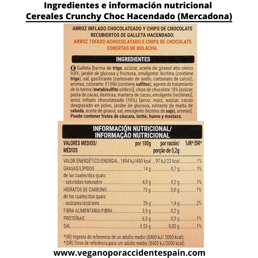 Cereales Crunchy Choc Hacendado (Mercadona) - Imagen 2