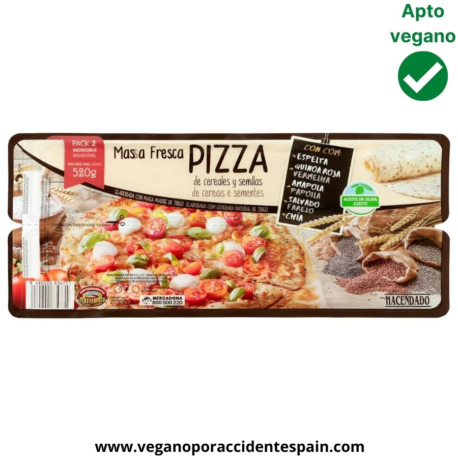 Masa pizza de cereales y semillas Mercadona vegana