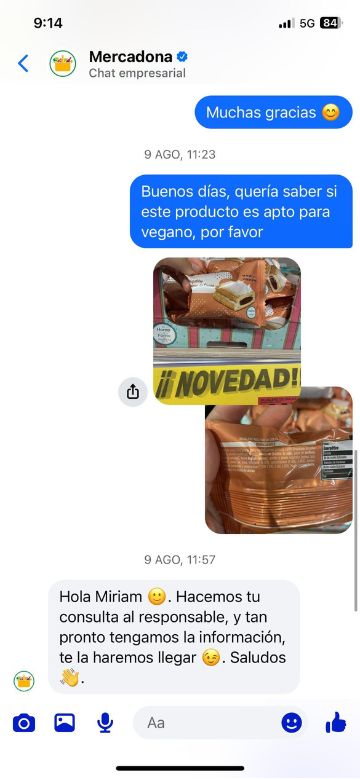 Hojaldre crema cacao granel vegano Mercadona